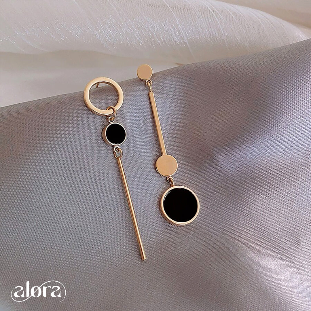 Asymmetrical Round Drop Earrings