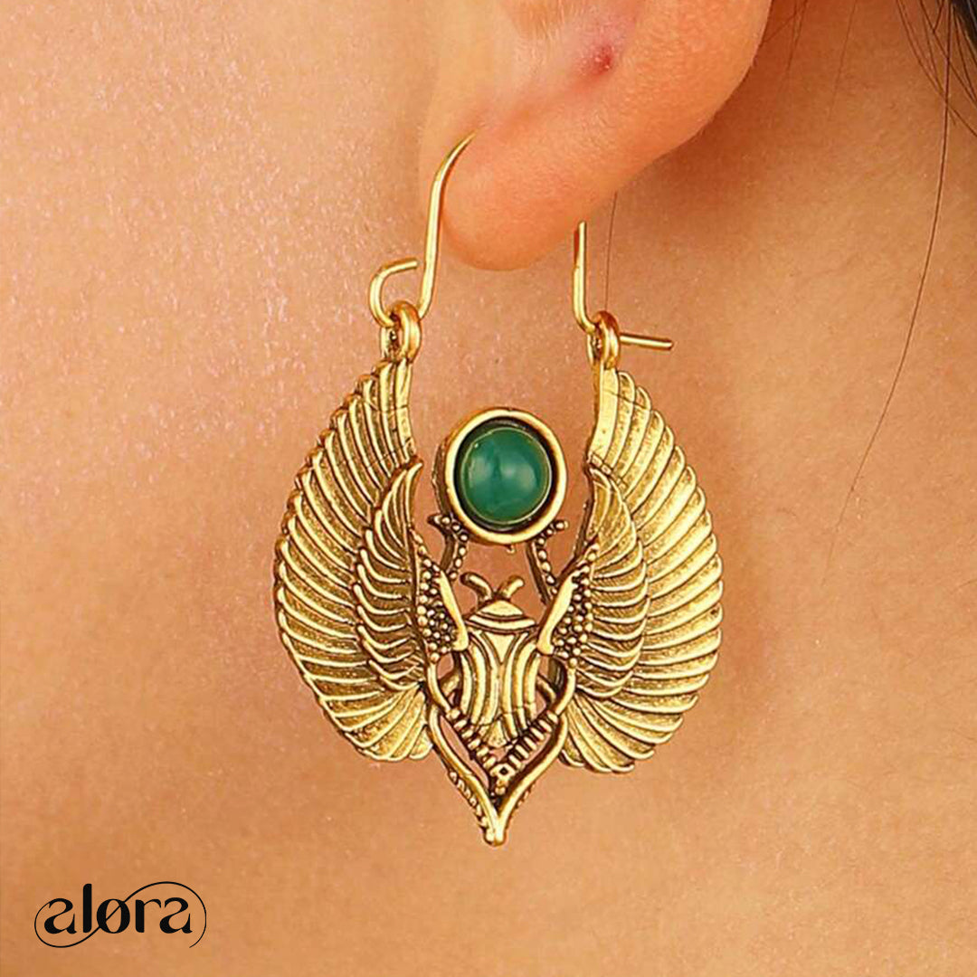 Vintage Egyptian Sacred Wings & Moth Earrings