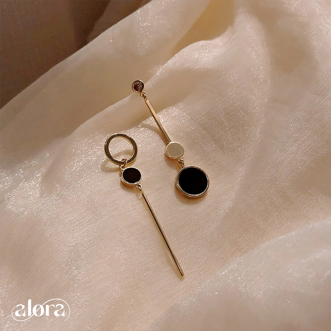 Asymmetrical Round Drop Earrings