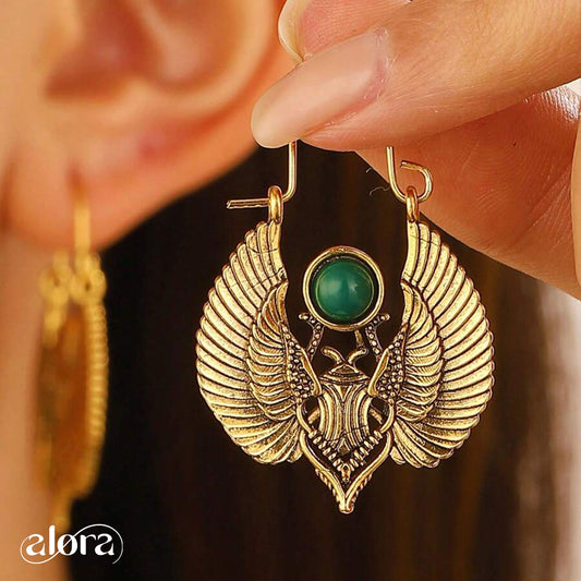 Vintage Egyptian Sacred Wings & Moth Earrings