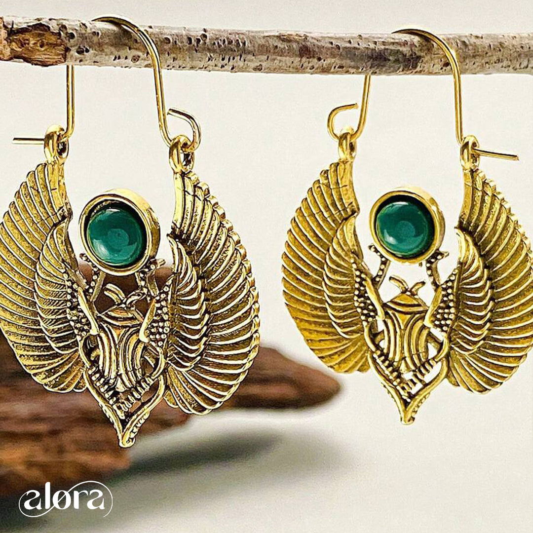 Vintage Egyptian Sacred Wings & Moth Earrings