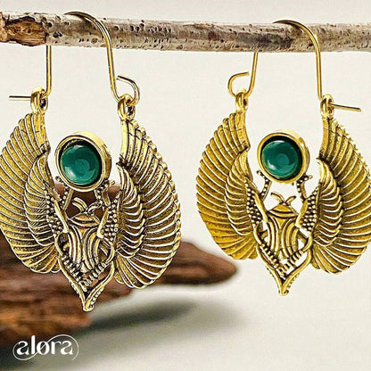 Vintage Egyptian Sacred Wings & Moth Earrings