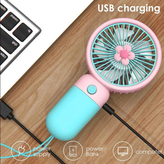 Mini Rechargeable Fan - Blue & Pink